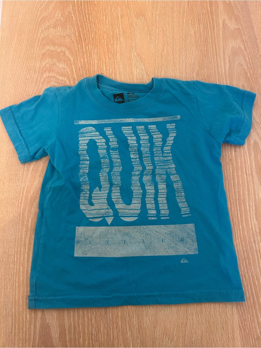 Quiksilver Teal Blue Graphic Short Sleeve Tee
